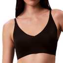 Calvin Klein Women's Invisibles Comfort Lightly Lined Seamless Wireless Triangle Bralette Bra (Black) Small