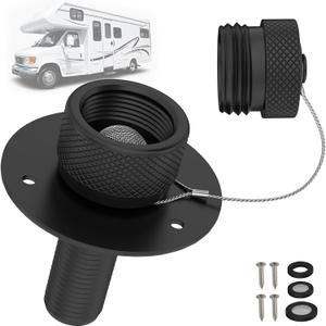 All Metal RV City Water Inlet with Check Valve RV Water Inlet -rv Water Fill Inlet Leak Proof & Universal Fit for RV Camper Motorhome Trailer Marine -Black