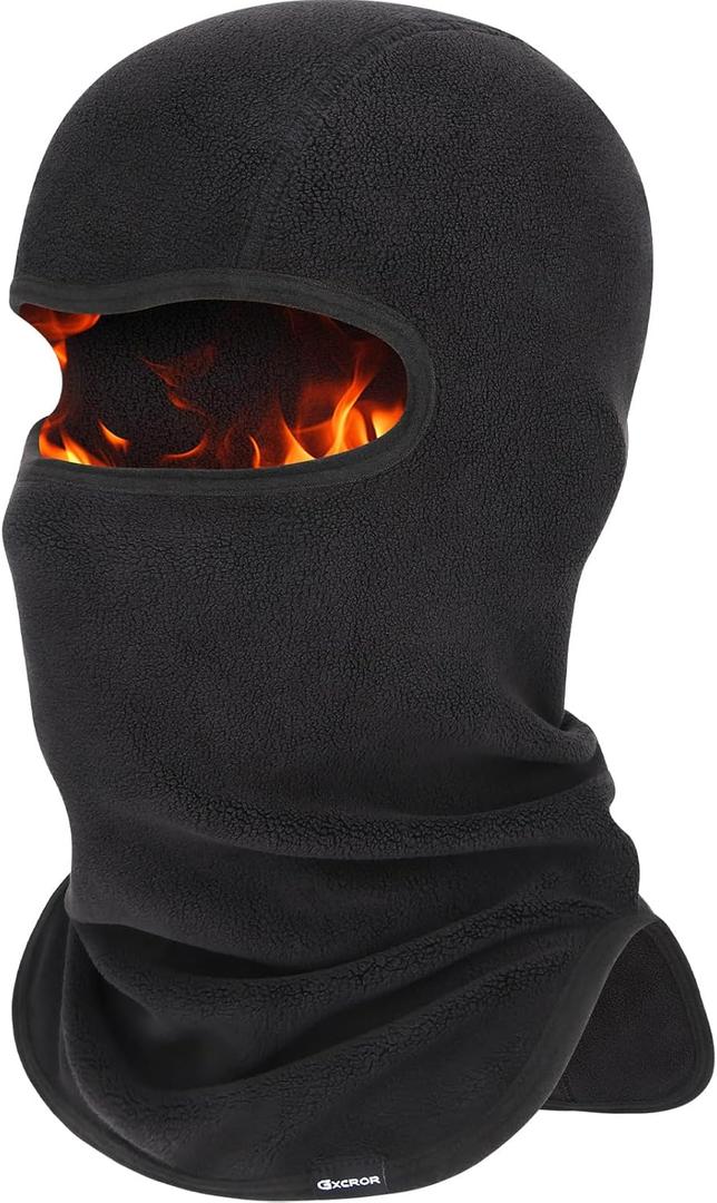 GXCROR Balaclava Ski Mask Fleece Balaclava Face Mask for Men Women Winter for Cycling Motorcycle,Snowboarding and Skiing (Black)