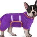 Bienbee Dog Bathrobe, Quick Drying Super Absorbent Dog Robes for After Bath, Warm Keeping Dogs Towel, Dogs Bath Supplies, Dark Purple Medium