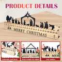 Black Metal Santa Claus & Nativity Scene Advent Calendar 2025 with Five Pointed Star Rotation Wooden Base for Interactive Christmas Countdown, Christmas Decorations Indoor to Welcome Celebrate (Nativity)