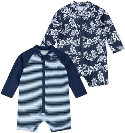 Hurley Unisex Baby 2-Pack Long Sleeve Rash Guard Coverall 5