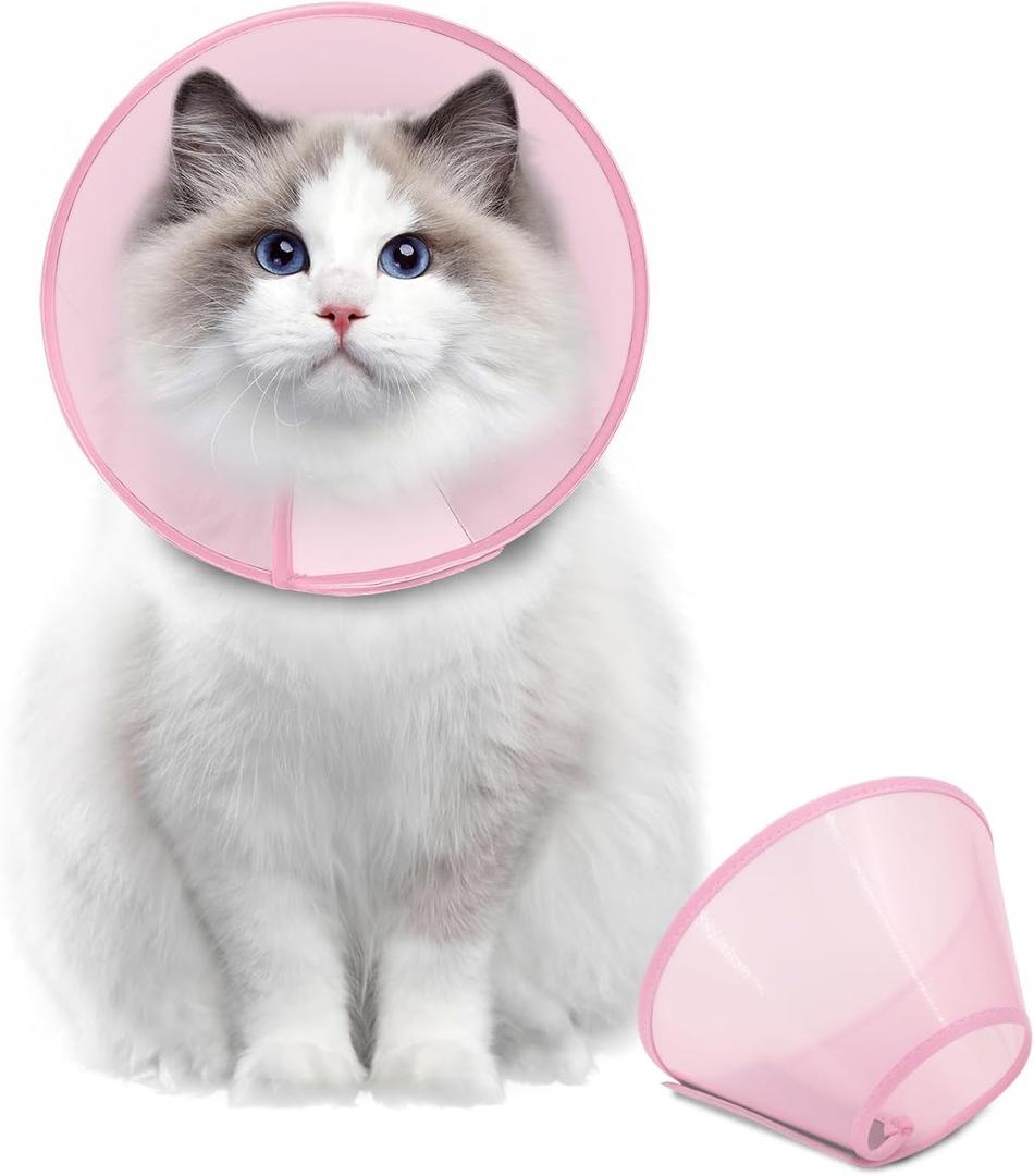 Supet Dog Cone Collar Adjustable After Surgery, Comfortable Pet Recovery Collar & Cone for Large Medium Small Dogs, Elizabethan Dog Neck Collar Plastic Practical (Pink, XS)
