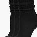 Women's Scrunch Crew Socks Retro 3-Pack Solid Cotton Boot Calf Socks Chunky Ribbed Cozy Slouchy Socks , Black 3 Pairs