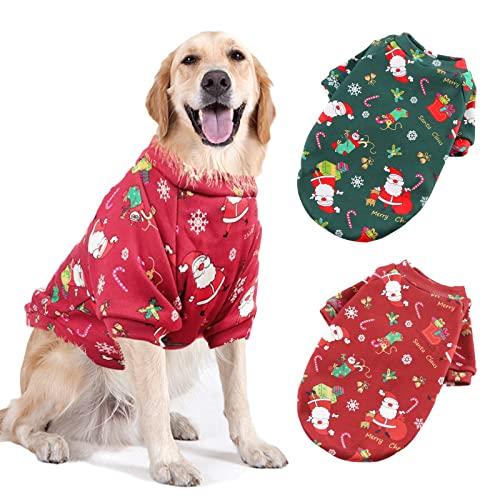 AFYHH 2Pack Large Dog Christmas Sweater-Outfits - Winter Warm Xmas Puppy Holiday for Large Dogs