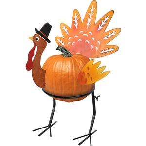 yosager Male Turkey Pumpkin Making Kit, Thanksgiving Decorations DIY Pumpkin with Stand, Colorful Metal Turkey Parts Poke into Pumpkin, Indoor/Outdoor Thanksgiving Autumn Fall Harvest Home Decor