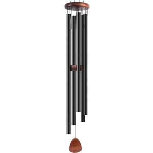 Bursvik 65" Aluminum Wind Chimes for Outside (Black), 5 Heavy Duty Tubes