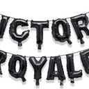 Black Fortnite Victory Royale, 8" - 1 Count | Foil Letter Balloon Banner Epic Party Decor Bold Design
