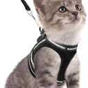 rabbitgoo Cat Harness and Leash Set for Walking Escape Proof, Adjustable Soft Kittens Vest with Reflective Strip for Cats, Comfortable Outdoor Vest, Black, S