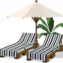 Fumete 2 Pack Lounge Chair Covers 30 x 85 Inch Pool Chaise Lounge Towels Microfiber Beach Chair Towel Portable Striped Outdoor Patio Furniture Cover for Sunbathing Picnic Spa(Black and Grey)