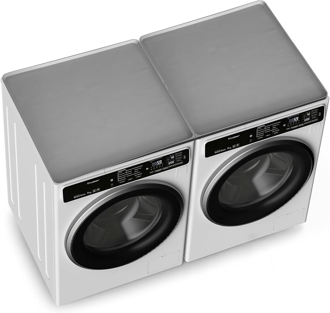 Silicone Washer and Dryer Covers for the Top Protector Mat - Non-Slip, Dustproof Cover for Washing Machine & Dryer - Laundry Room Organizer (Pack of 2 - Dark Gray)