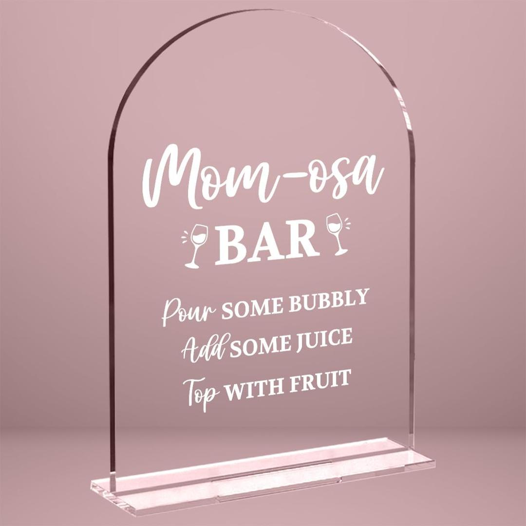 Baby in Bloom Shower Decorations, Baby Shower Sign, 5x7 Inch Arch Acrylic Mimosa Bar Sign, Reception & Event Party, Birthday Party Decorations