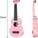 AODSK 23 Inch Concert Ukulele for Beginners, Black Sapele Uke with Gig Bag, Strap, Strings & Picks (Pink)
