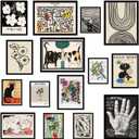 TRAMIN 15pcs Vintage Eclectic Wall Art, Eclectic Home Decor Aesthetic Colorful Art Prints, Maximalist Decor Gallery Wall Prints, Abstract Contemporary Art Funky Decor for Dorm Bedroom (Unframed)