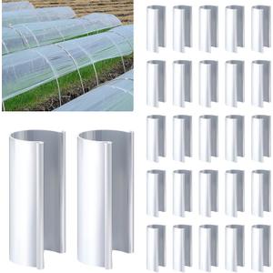 25 Pcs Aluminum Greenhouse Clamps, 1.25 x 3 Inch, Row Covers, Dog Beds, Quilting Frames Shelters, Shades, Netting (Fit 1 Inch PVC Pipe Tube Clip)
