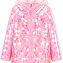 WELAKEN Girls Sequin Raincoat Waterproof Reusable Hooded Outwear Rain Jacket with Lining