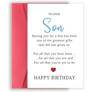 2 x Asmallgf Happy Birthday Card for Son, Sweet Bday Gifts from Mom Dad, Funny Bday Card for Son Adult, Naughty Birthday Gift Idea for Young Boys