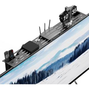 CABTE Adjustable Steel TV Top Shelf, Floating TV Stand, Universal Monitor Shelf for Soundbar, Game Console, Cable Box, Router Shelves (34.65 x 4.33 inch), 34.65 x 4.33 inch with Storage Boxes