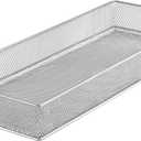 YBM HOME Silver Mesh Drawer Cabinet and or Shelf Organizer Bins, School Supply Holder Office Desktop Organizer Basket 1611s (1, 6x15x2 Inch)