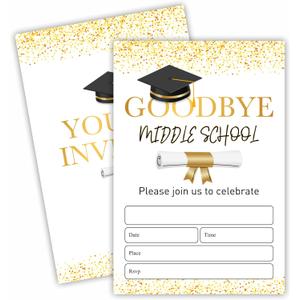 2025 graduation party invitations - 20 Graduation Invitation Letters with Envelopes, Gold Dots Fill in style invitation cards, For High School & College Grad Party celebrate Supplies - A07