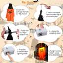 5PCS Halloween Hanging Ghosts, Large Size Lighted Glowing Ghost with Witch Hat Halloween Decorations Ornaments Outdoor Indoor for Home Yard Patio Garden Tree Party Outside