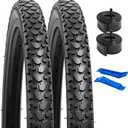 YUNSCM 2-PCS 24" Bike Tires 24x1.75/47-507 and 24" Bike Tubes Schrader Valve Compatible with Mountain Bike 24 X 1.75 Bicycle Tires and Tubes (Y-674)