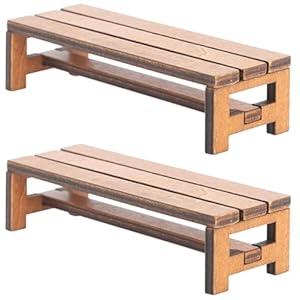 ibasenice 2Pcs Miniature Dollhouse Bench Set - Park Bench & Chair Model for Dollhouses, 1:12 Scale Wooden Furniture Accessories