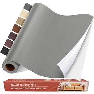 Self Adhesive Leather Repair Patch Kit, 31.5 in x 16 in Large Vinyl Leather Repair Tape for Furniture, Car Seat, Couch, Sofa, Chair Grey (31.5x16 inch)