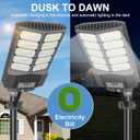 loyoele Solar Street Light with Pole Mount, Dusk-to-Dawn Outdoor LED, 300000 LM, 7000K IP67 Waterproof, Adjustable Modes, for Yard, Parking Lot, Street, Pathway