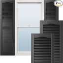 Ekena Millwork Lifetime Vinyl LL1S14X03100BL Standard Cathedral Top Center Mullion, Open Louver Vinyl Shutters, w/Installation Shutter-Lok's & Matching Screws (Per Pair), 14 1/2"W x 31"H, Black