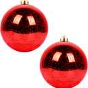 Extra Large Hanging Shatterproof Tree Ball Clear Christmas Ball Ornaments Decorative Mercury Ball with Tree Ornaments Hooks for Xmas Holiday Wedding Decoration (Red,6inch/2Pcs) (5.9)
