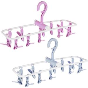 ZACI 2 Pack Clothes Drying Rack,12 Clips Laundry Drying Rack Folding Sock and Underwear Plastics Hanger