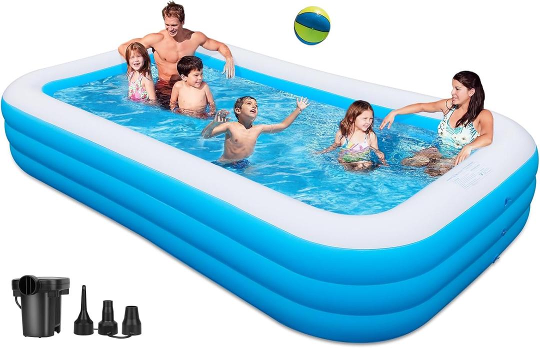 Large Inflatable Pool with Pump - 130'' x 72'' x 22'' Family Swimming Pool for Adults, Thickened Blow Up Above Ground Pool for Backyard, Garden, Outdoor