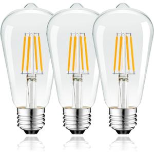 E26 Vintage LED Edison Bulbs 2.5W, LED Light Bulbs, Non Dimmable, Equivalent 30W, 250 Lumens, Warm White, ST64 Antique Filament Bulbs,120V, 3 Pack (Clear)
