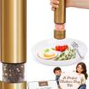 Epar Electric Gold Salt and Pepper Grinder - Battery Operated Brass Pepper Mill with Ceramic Burr - One Hand Peppermills With LED Light