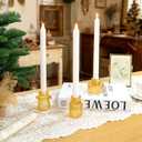 WELLIFE 6 Pcs Amber Glass Candle Holder, Taper Candle Holder, Amber Glass Candlestick Holder for Party, Wedding Decorations, Table Centerpieces and Thanksgiving