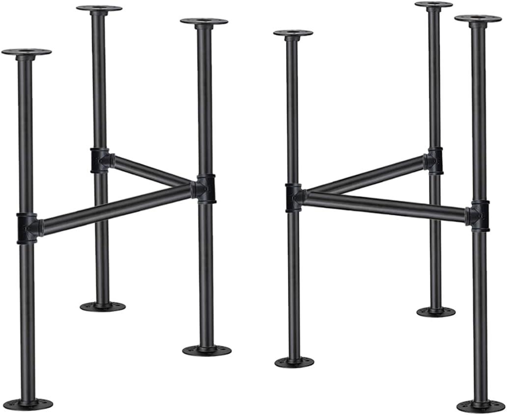 Industrial Pipe Table Leg Set,Metal Table Legs for Coffee and End Tables, Desks, Nightstand,2Pcs, 28" H  18" W(Black)