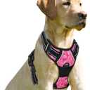 BARKBAY No Pull Dog Harness Front Clip Heavy Duty Reflective Easy Control Handle for Large Dog Walking(Pink camo,L) (Large(Chest:27-32"))