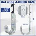 Zonon 25 Pcs 25 Pcs J Hooks for Hanging Metal J Hook Hangers Cable Support with Bat Wing Heavy Duty G60 Galvanized Steel Cable Hooks for Attaching Ceiling Wire Threaded Rod (1-5/16 Inch)
