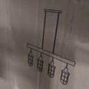 Farmhouse Kitchen Island Pendant Light Fixture, Wooden Dinning Room Chandelier, Rustic Country Hanging Lamp for Dinning Room, Warehouse, Vintage Shops, 4 Metal Shades