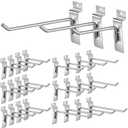 Ferraycle 24pcs Slatwall Hooks Assortment Kit 4/6/8 Inch Heavy Duty Slatwall Accessories Slat Wall Hanging Panel Hooks Display for Garage Shop Retail Organization Pegboard Gridwall(Silver)