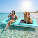 Inflatable Dog Pool Float with Swim Area Sunken Mesh,Durable PVC Inflatable Floating Dock for Small to Large Dogs