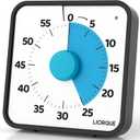 LIORQUE 60 Minute Visual Timer for Kids and Adults, Non-Ticking 7.5 Inch Large Visual Countdown Timers for Classroom Desk Countdown Clock with Magnetic Backing, Kids Pomodoro Timer Clock (Dark Blue)