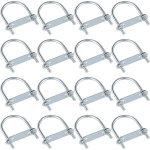 Therwen 16 Sets Round U Bolts Zinc Plated Steel Round Bend U Clamp with Nut Plate Washer (M6 x 50 mm X 80 mm)