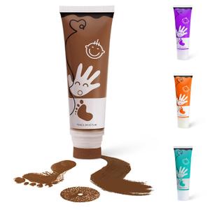 Baby Hand and Footprint Paint with Sponge Head, 2.54 fl oz, Non-Toxic & Acid-Free, Washable Baby Safe Paint for Newborn Keepsakes, Dog Nose & Paw Prints, Ideal New Mom Gift - Brown