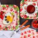 24pcs Strawberry Square 9 Inches Paper Plates - Strawberry Disposable Party Supplies for Birthday Parties, Baby Showers, Bridal Showers, Picnics, Summer Barbecues, Family Gatherings & Garden Parties