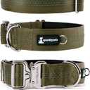 SparklyPets Heavy Duty Wide Dog Collar with Quick Release Chrome Buckle Thick Tactical Dog Collar with Reflective Stripes & Soft Lining for Large & Medium Breeds
