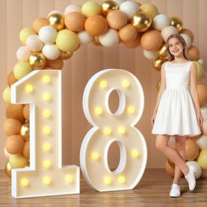 imprsv 18 Marquee Numbers, 4FT 18 Light Up Numbers for 18th Birthday Decorations, Large Marquee Light Up Number Sign for Anniversary Party Decorations (Need to Assemble)