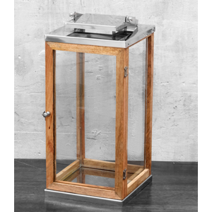 Wooden Lantern Brown with Metal Handle,Hurricane Lantern, Farmhouse Lantern for Party, Deck, 16'