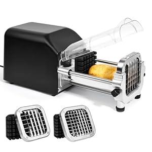 Befano French Fry Cutter, Stainless Steel Potato Cutter with 1/ 2 Inch and 3/ 8 Inch Blades, parent asin (Electric Cutter, 1/ 2" & 3/ 8" Blade)
